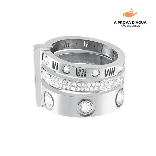 Anel Triplo Glamour Banhado em Prata