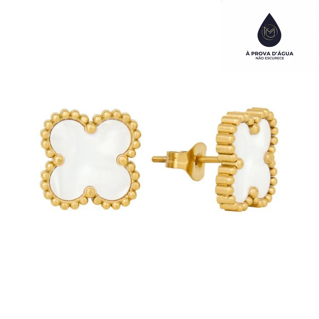 Brincos de Trevo Branco