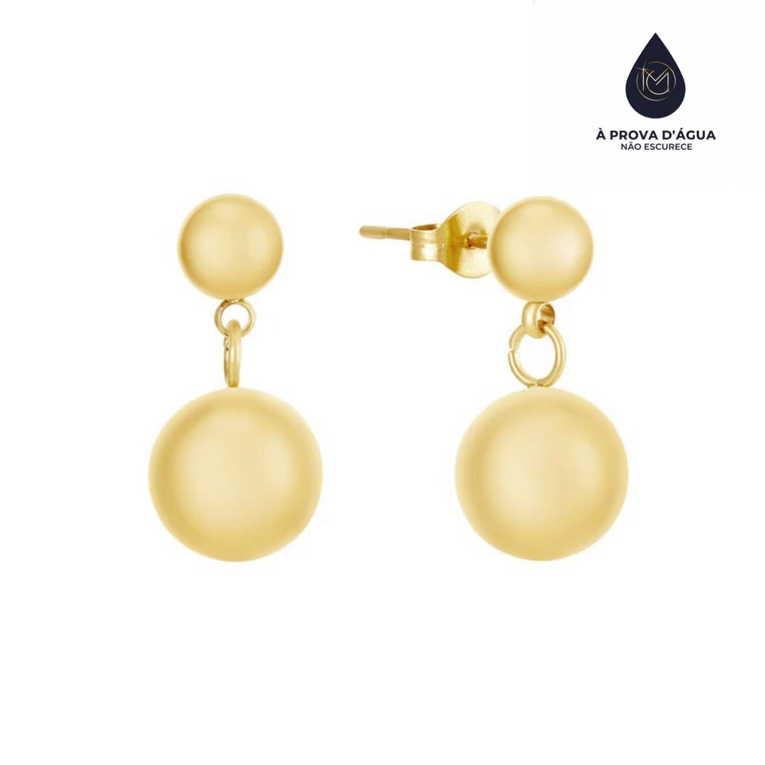 Brincos Dois Pontos Banhados em Ouro 18k